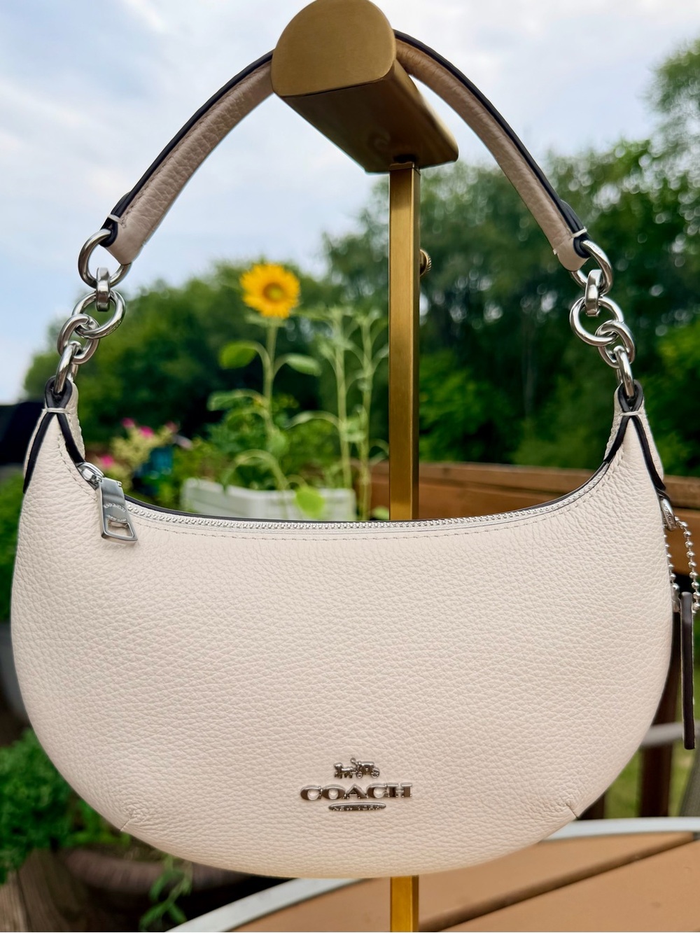 Coach Mini Payton Chalk White Pebble Leather Shoulder Bag - Picture 2 of 10